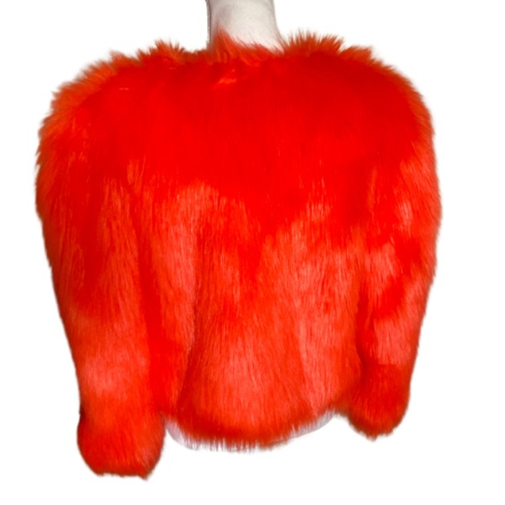 ASOS Women’s Orange Faux Fur Jacket Size 8 US / Size 12 UK - Picture 4 of 8